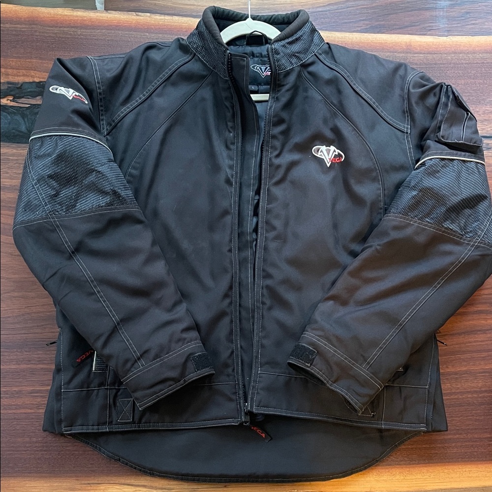 Vega Black Motorcycle Jacket with Reflective Piping